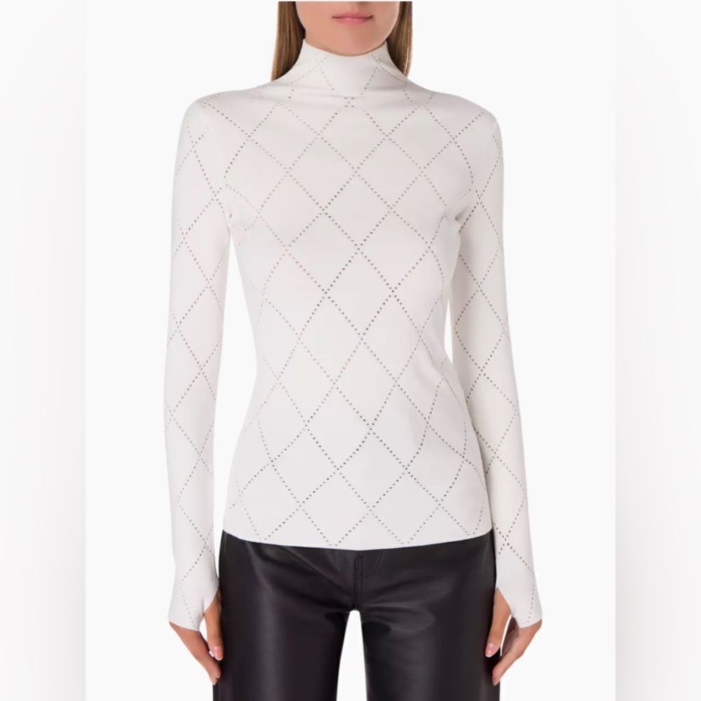 Proenza Schouler White Label Pointelle Diamonds Turtleneck Top size S